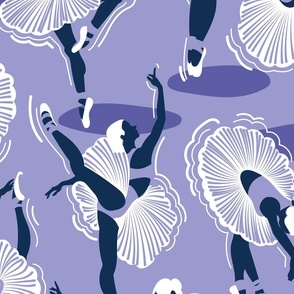 Large jumbo scale // Dancing ballerina flowers // monochromatic lilac and midnight blue ballet dancers