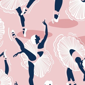 Large jumbo scale // Dancing ballerina flowers // monochromatic cotton candy pink and midnight blue ballet dancers