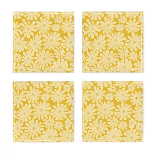 Daisies - simple floral fabric - yellow daisy flowers - medium