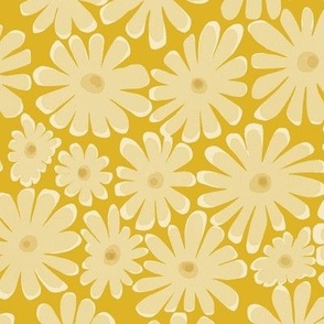 Daisies - simple floral fabric - yellow daisy flowers - medium