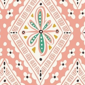 Skye - Boho Geometric Pink Ivory Large Scale