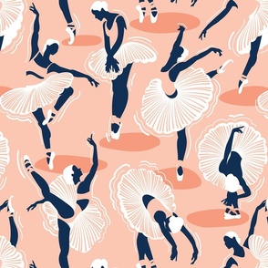 Normal scale // Dancing ballerina flowers // monochromatic rose pink and midnight blue ballet dancers