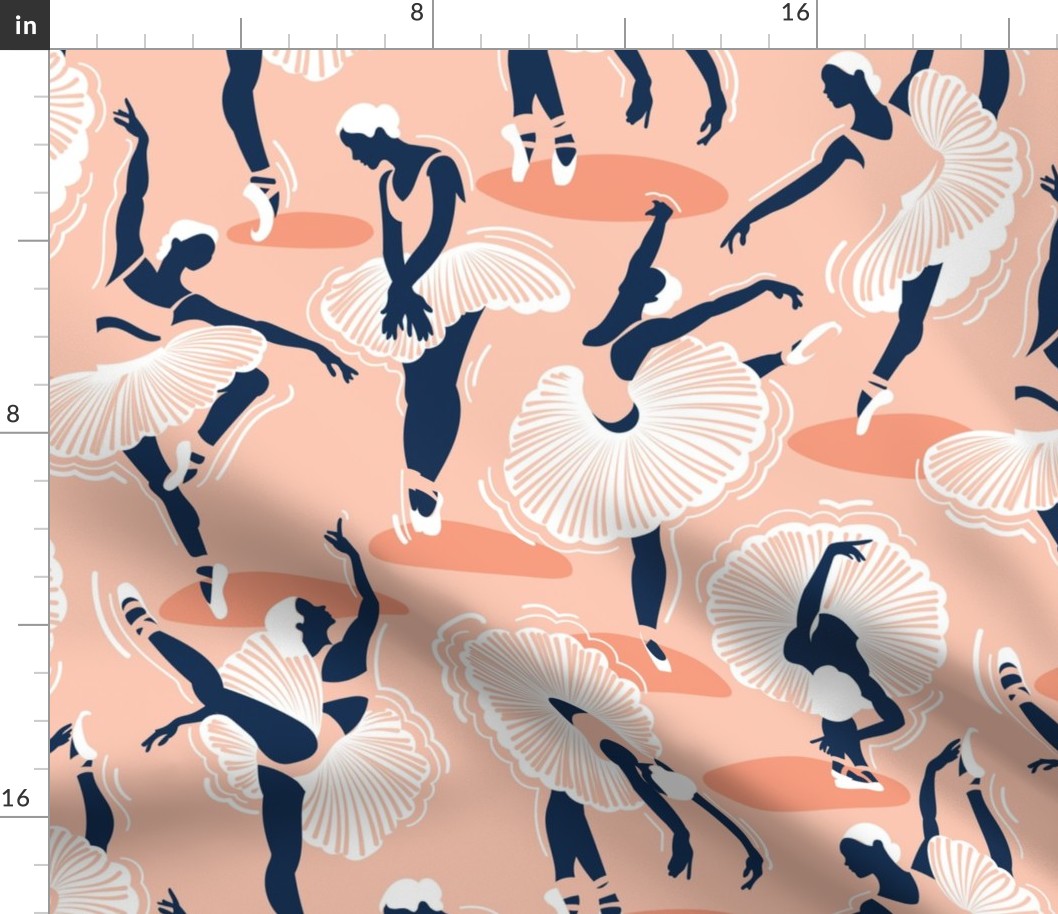 Normal scale // Dancing ballerina flowers // monochromatic rose pink and midnight blue ballet dancers