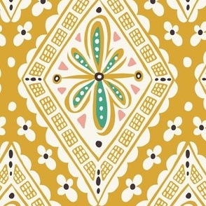 Skye - Boho Geometric Yellow Ivory Large Scale