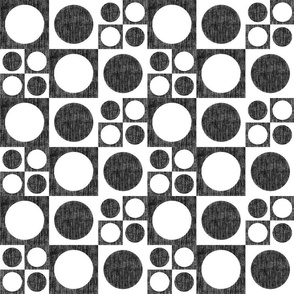 Black and white hand drawn squares and circles - neutral geometrical pattern