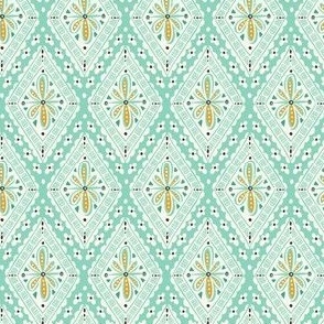 Skye - Boho Geometric Aqua Ivory Small Scale