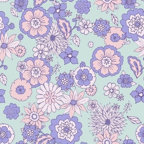 lila purple Pastel tones new vintage flowers