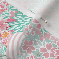 Sakura Bloom -Small- Cherry Blossom- Spring Flowers- Japanese Floral- Japan- Pink- Mint- Cotton Candy- Seaglass- Wallpaper- Home Decor Fabric- Kidcore- Kawaii- Cute