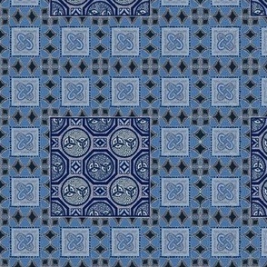 Roman mosaics blue, small handdrawn