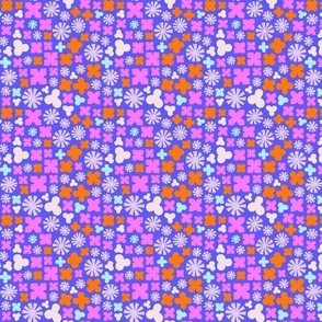 Geo Flower Meadow - violet background - small scale