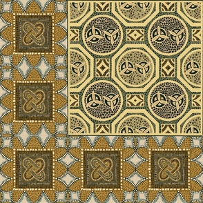 Italian Picnic in Neutral floral geometric mosaics, large hand drawn