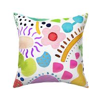 Modern bold abstract shapes White Multicolored Jumbo
