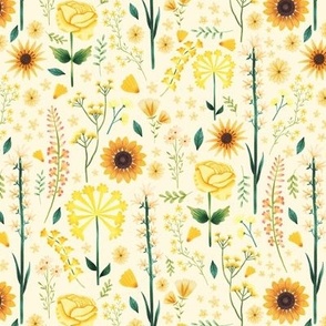 Yellow Wildflowers on Yellow