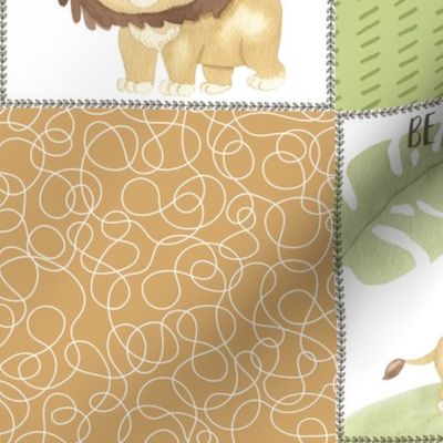 Lions Quilt Blanket Top- Baby Safari Bedding GL-A // King of the Jungle