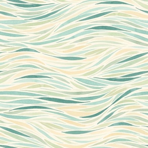 Rolling Waves Watercolor on Pale Yellow