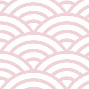Japanese Waves- Cotton Candy on White- Large- Petal Cotton Solids Coordinate- Rainbows- Arches- Scallop- Mermaid Scales- Rose- Light Pink- Coral- Pastel Colors- Nursery Wallpaper- Large Scale