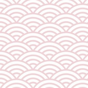 Japanese Waves- Cotton Candy on White- Small- Petal Cotton Solids Coordinate- Rainbows- Arches- Scallop- Mermaid Scales- Rose- Light Pink- Coral- Pastel Colors- Nursery Wallpaper- Large Scale