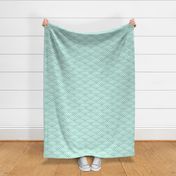 Japanese Waves- White on Mint- Large- Petal Cotton Solids Coordinate- Rainbows- Arches- Scallop- Mermaid Scales- Green- Blue- Light Turquoise- Pastel Colors- Nursery Wallpaper- Large Scale