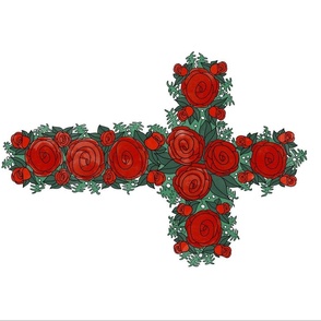 Cross of Roses Pascha Basket Cover
