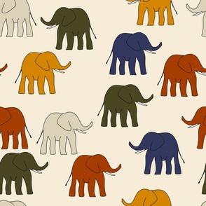 Large scale elephants, colorful elephants