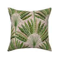 Mod Travellers Palms - Palm Springs - grass and moss green on taupe/neutral - large