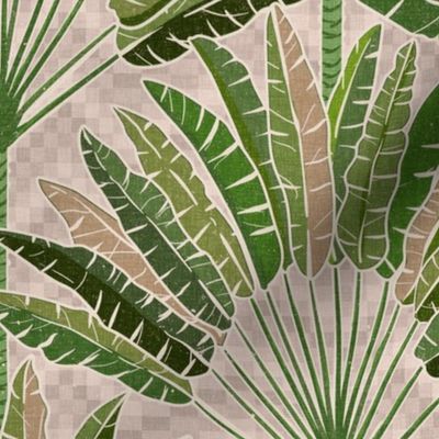 Mod Travellers Palms - Palm Springs - grass and moss green on taupe/neutral - large