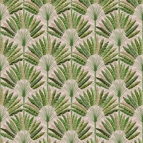 Mod Travellers Palms - Palm Springs - grass and moss green on taupe/neutral - medium