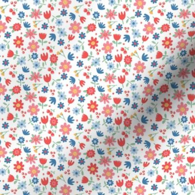 Red Blue Summer - Floral mini