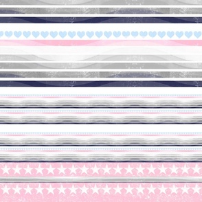 Soft colors abstract waves and stripes with hearts