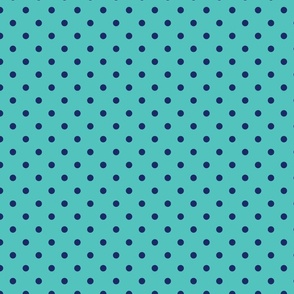 Polka dots in aqua navy blue