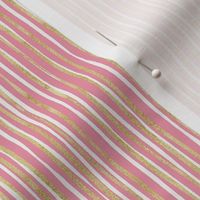 Pink and Gold Brushstroke Vertical Stripes / Tiny Scale