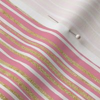 Pink and Gold Brushstroke Vertical Stripes / Small Scale