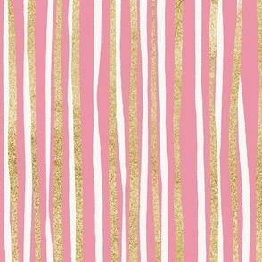 Pink and Gold Brushstroke Vertical Stripes