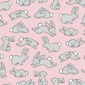 Bunny Babies - on pink 