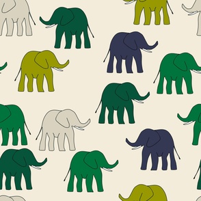 Green and blue elephants