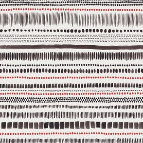 ink stripes abstraction - black and white with red