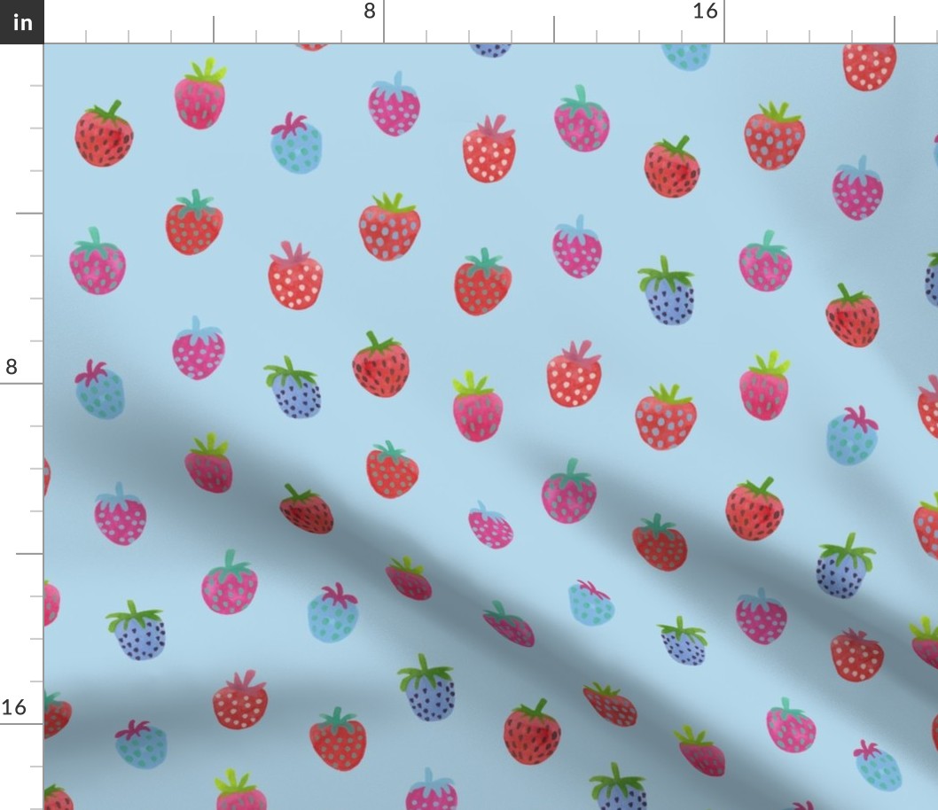 Strawberries - light blue - large