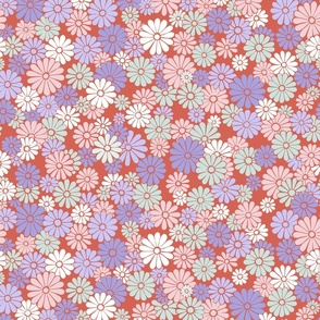 JAPANESE FLOWERS coral background