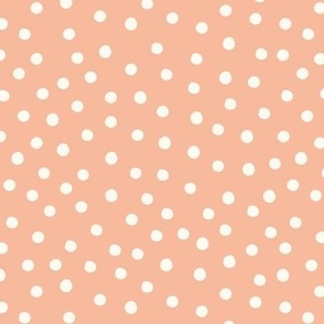 Peach with White Polka Dots