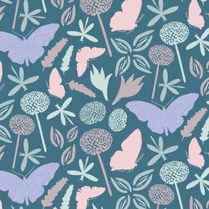 Butterflies and Libels in Cotton Candy, Lilac and Seaglass