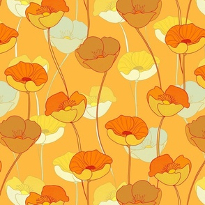 Retro Orange Poppies