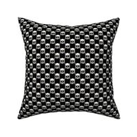 ★ SKULLS CHECKER ★ 2/3” Small Scale – Gray + Black / Collection : Back to Basics - Spooky Geometric Prints