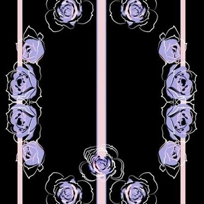 8x12-Inch Repeat of Lavender Roses with Soft Pink Stripes on Dark Background