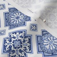 14" Mediterranean Sicilian tiles - Delft blue white