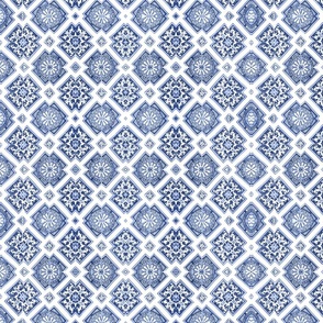 Blue white Mediterranean azulejo tiles - Bloomartgallery