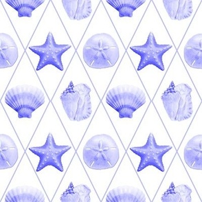 Navy Blue Coastal Seashells Starfish
