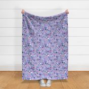 Modern Psychedelic flowers Lilac Seaglass Cotton candy pink Medium