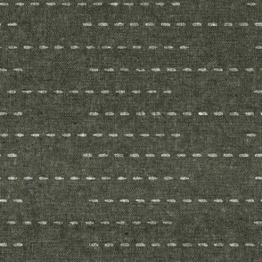 running stitch stripes - dark olive - LAD22