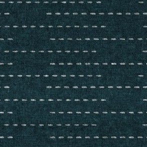 (small scale) running stitch stripes -  dark blue green - LAD22