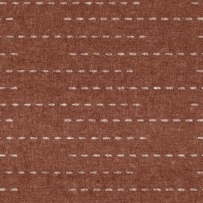 (small scale) running stitch stripes -  rust - LAD22